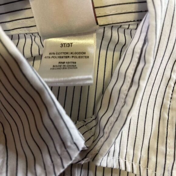 3T Goodlad of Philadelphia White Button Down Shirt Pin Stripe Long Sleeve Collar - Picture 4 of 12